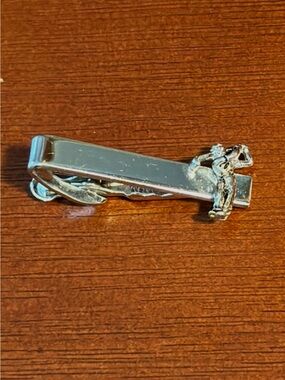 Golf Silver Finish Vintage SHIELDS Tie Bar Clip Golfer Retro Mens Clip 70’s